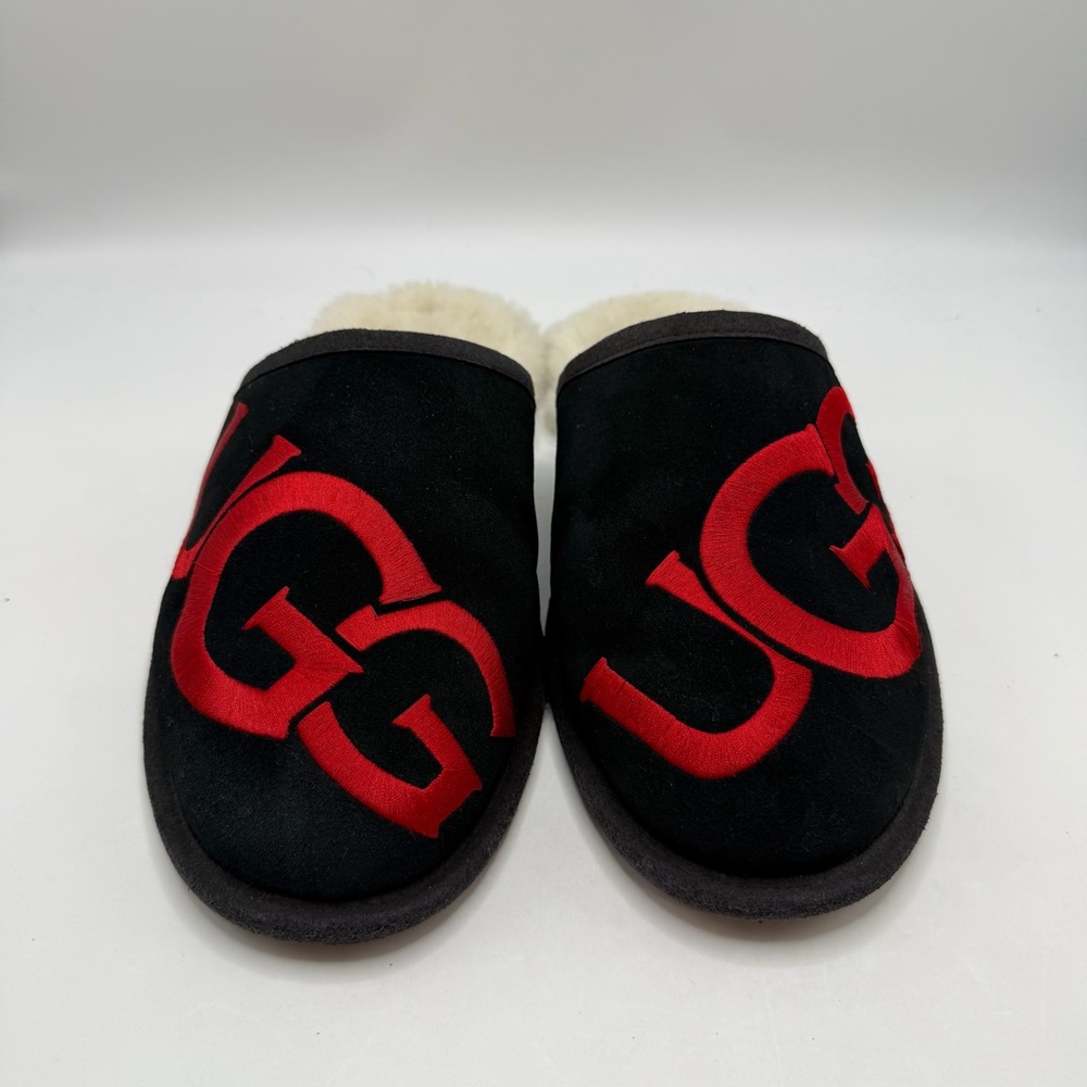 UGG Men’s Black Shearling Slippers Size 11 - Picture 3 of 8